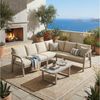 Flieks Gartenlounge-Set, 6-Sitzer Gartenmöbel Ecksofa mit geflochtenen Arm- und Rückenlehnen Bild 2