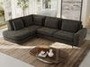 CALENO L-Form Ecksofa 317x225 cm, Massivholz-Rahmen & Wellenfedern, Sitzhöhe 51 cm, modernes Polstersofa rückenecht bezogen & freistehend - Dunkelgrau Schenille glatt - Links Seite Bild 4