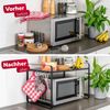 Mikrowellenregal, Bäckerregal mit 2 integrierten Hakenleisten, aus Metall in schwarz Bild 3