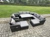 Fimous 10 Sitzer Rattan Gartenmöbel-Set Langer Rechteckiger Esstisch und Sesseln Set mit 3 Sitzer Sofa 2 Großer Hockern 2 Beistelltischen Dunkelgrau gemischt Bild 2