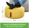 Green Bean® Sitzsack-Hocker 45x25cm mit EPS-Perlen Füllung - Sitz-Pouf für Sitzsäcke - Sitzhocker für Kinder und Erwachsene - Gelb Bild 2