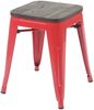 6er-Set Hocker HWC-A73 inkl. Holz-Sitzfläche, Metallhocker Sitzhocker, Metall Industriedesign stapelbar ~ rot Bild 3
