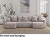MEBLINI Schlafcouch mit Bettkasten - 312 x 142 x 73 cm - Beige Cordstoff - DAVE - Ecksofa mit Schlaffunktion - Sofa mit Relaxfunktion und Kopfstützen - Couch U-Form - Eckcouch - Wohnlandschaft Bild 3