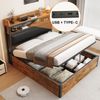 Polsterbett 140x200 cm ohne Matratze mit Bettkasten, USB und hydraulischem Stauraum, Holz-Metall-Design in Schwarz Bild 4
