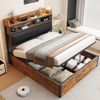 Polsterbett 140x200 cm ohne Matratze mit Bettkasten, USB und hydraulischem Stauraum, Holz-Metall-Design in Schwarz Bild 2
