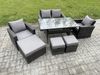 Fimous 7 Sitzer Polyrattan Gartenmöbel Set Terrassenmöbel Set mit Rattan Rechteckiger Esstisch Lounge Sofa mit 3 Fußhockern Bild 2
