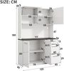 Merax Buffetschränke, Esszimmer-Hochschrank 120×40×180 cm, mehrstufigem Stauraum, integrierter Steckdose sowie USB-C- und USB-A-Anschlüssen,Mit farbigem Lichtstreifen, Weiß Bild 4