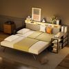 Metall-Schlafsofa, 90x200 cm, mit verstellbarem Ausziehbett, Stauschrank, 3 Schubladen, Staufächern, LED-Beleuchtung und USB-Anschluss, schwarz. Bild 4