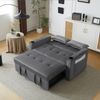 Schlafsofa aus Samt mit Schlaffunktion & Getränkehaltern, 137x76,5x83 cm, Grau Bild 5