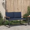 vidaXL Bank mit Kissen Grau und Marineblau 115 x 65 x 72 cm Rattan 42026944 Bild 3