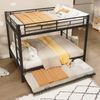 140*200cm Etagenbett, Eisenrahmenbett, Kinderbett, ausgestattet mit Ausziehbett, hohe Geländer,ohne Matratze, Schwarz Bild 4