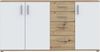 Forte IKOLI Kommode 160, moderne Kommode, 3-türig, 4 Schubladen, Wohn-/Schlafzimmer, Flur, Holzwerkstoff, Weiß mit Artisan Eiche Holzdekor, 159,2 cm breit x 81,7 cm hoch x 31,4 cm tief Bild 2
