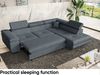 MEBLINI Schlafcouch mit Bettkasten - CARL - 272x202x63cm Rechts - Grau Samt - Ecksofa mit Schlaffunktion - Sofa mit Relaxfunktion und Kopfstützen - Couch L-Form - Eckcouch - Wohnlandschaft Bild 5
