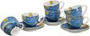 DUO ART GALLERY 6er-Set Tassen 250 ml mit Untere STARRY NIGHT inspired by Van Gogh, New Bone China Porzellan Bild 2