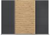 rauch Quadra, Kleiderschrank, Schiebetürenschrank, 3-türig, mit 4 Kleiderstangen und 8 Einlegeböden, Farbe Grau metallic/Eiche Artisan, BxHxT 315x229x62cm Bild 2