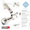 Deco-Raum® Deco-Raum Gardinenstange ausziehbar Flexa Edelstahl-optik Endstück Kugel 16/19mm | Länge: 70-120cm | Material: Metall | Farbe: Edelstahl-optik Bild 3