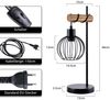 ZMH Tischlampe Wohnzimmer Vintage Tischleuchte Holz: Schwarz Nachttischlampe 1 flammig im Industrial Design aus Metall E27 Fassung Retro Nachttischleuchte für Schlafzimmer Hotel - ohne Leuchtmittel Bild 2
