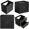 Waschtischunterschrank 120cm ADELAIDE-56-BLACK in matt schwarz mit Eiche Nb, gerillte Front, B/H/T 120,6/59,2/46,5 cm Bild 4