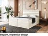MEBLINI Boxspringbett KARIM 160x200 cm mit Bettkasten - H3/Creme Samt Polsterbett - Doppelbett mit Topper & Taschenfederkern-Matratze Bild 3