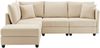 Ecksofa 220x194x85 cm in Beige, mit Taschenfederkern, hochelastischem Schaum und flexiblem Fußhocker Bild 5
