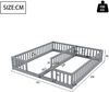 Bett 90x200 cm ohne Matratze, Kinderbett mit Sicherheitsgitter, aus Kiefernholz und MDF, bodennahes Doppelbett in Grau Bild 5