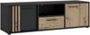 Forte CARDIGAN TV-Schrank 140 150, modernes Lowboard, 2-türig, 1 Schublade, Wohnzimmer, Holzwerkstoff, Artisan Eiche Holzdekor|Schwarz, 142,6 cm breit x 43,9 cm hoch x 41,5 cm tief Bild 3