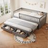 Flieks Kinderbett, Holzbett Daybett 90x200cm mit Ausziehbett 90x190cm und 2 Schubladen Bild 5