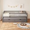 Flieks Kinderbett, Holzbett Daybett 90x200cm mit Ausziehbett 90x190cm und 2 Schubladen Bild 2