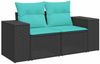 vidaXL 8-teiliges Gartensofa-Set mit Kissen, schwarzes Polyrattan 3275317 Bild 3
