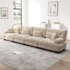Ecksofa, 4-Sitzer modulares Ecksofa mit Tiefensitz Chenille Schlafsofa komfortabel gepolstert für Wohnzimmer Apartment Studio Büro, Chenille, Hellbraun Bild 2