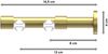 Innenlauf-Gardinenstangen-Set Prestige Savio 100 cm, 2-läufig, 20 mm Ø Messing-Optik Bild 2