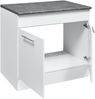 EDDY Moderner Spülenunterschrank Küche in Weiß matt, Metallic Grau - Geräumiger Küchenschrank mit viel Stauraum - 100 x 90 x 60 cm (B/H/T) Bild 2