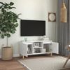 vidaXL TV-Schrank mit Massivholz-Beinen Hochglanz-Weiß 103,5x35x50 cm 805965 Bild 3
