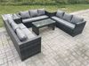 Fimous Rattan Garten Möbel Lounge Sofa Set im Freien mit länglichem rechteckigem Couchtisch und Beistelltisch Bild 2
