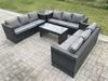 Fimous Rattan Garten Möbel Lounge Sofa Set im Freien mit länglichem rechteckigem Couchtisch und Beistelltisch Bild 3