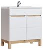 Badmöbel Set 5-tlg Badezimmerset DEVI Weiss HGL inkl. Waschtisch 80 cm Bild 5