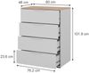 Kommode Betti Weiß/Sonoma 30 x 83.6 cm mit 4x Schublade Vicco Bild 3