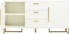 Sideboard in Weiß H 75 x T 145 x B 40 cm aus MDF mit 2 Türen, 3 Schubladen und Fischgrätmuster Bild 4