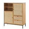Casâme 'JAYA' Hohe Buffetschrank mit Rattanfronten - L100 x H120 cm - Helles Holz Bild 5