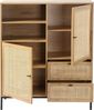 Casâme 'JAYA' Hohe Buffetschrank mit Rattanfronten - L100 x H120 cm - Helles Holz Bild 3