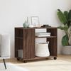 vidaXL Beistelltisch mit Rollen Braun Eiche 70x35x60 cm Holzwerkstoff 853152 Bild 3