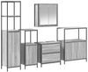 vidaXL Badezimmermöbel-Set mit Regal mit Tür 5 pcs Grau Holzwerkstoff 3328372 Bild 2