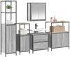 vidaXL Badezimmermöbel-Set mit Regal mit Tür 5 pcs Grau Holzwerkstoff 3328372 Bild 3