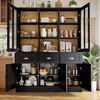 REDOM Hochschrank Küchenschrank,Esszimmerschrank (140x38,5x175 cm Moderner Hochschrank für Wohnzimmer & Küche – Vitrinenschrank mit Schubladen, 1-St) Bild 5