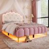 Prinzessinbett mit Lattenrost und LED-Beleuchtung, 140x200 cm, Mädchenbett, Polsterbett für Mädchen, Doppelbett, Kunstleder Bild 2