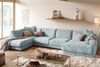 KAWOLA Sofa MADELINE Wohnlandschaft U-Form Cord hellblau Longchair rechts 86 x 224 x 425 cm Bild 2