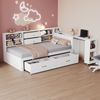 Multifunktionsbett 90x200 cm mit Stauraum, ausziehbarem Schreibtisch, USB-Anschlüssen, Seitenschränken, Schubladen Bild 3