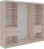 Schwebetürenschrank WALENCJA mit Spiegel & Lacobel-Glas, moderner Kleiderschrank, Breite 240 cm, High-Gloss Design - mit Schubladen - Kaschmir und Grau Bild 4
