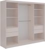 Schwebetürenschrank WALENCJA mit Spiegel & Lacobel-Glas, moderner Kleiderschrank, Breite 240 cm, High-Gloss Design - mit Schubladen - Kaschmir und Grau Bild 5