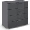 rauch Aditio Box, Kommode, 2 Schubladen, mit Glasfront, mit Softclose-Funktion, Farbe Grau metallic, BxHxT 80x81x42cm Bild 3